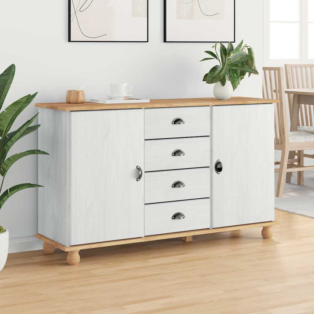 Credenza ASKIM Bianco 133.5 x 40 x 79 cm Legno di pino massello - homemem39