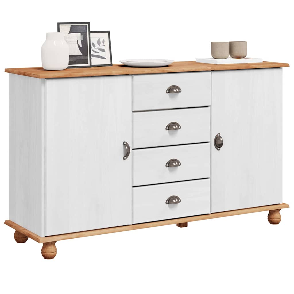 Credenza ASKIM Bianco 133.5 x 40 x 79 cm Legno di pino massello - homemem39