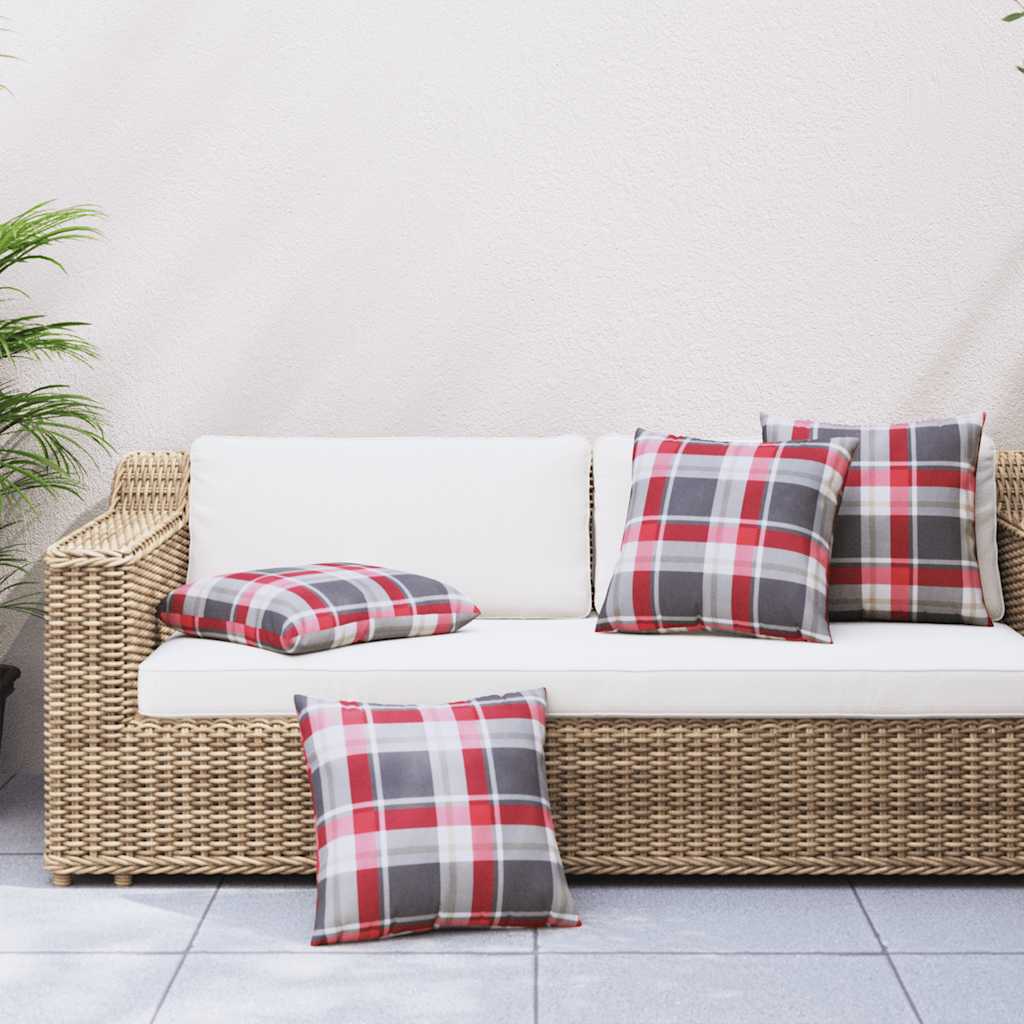 Cuscini per divano 4 pz Rossi a Quadri 40x40 cm in Tessuto | homemem39