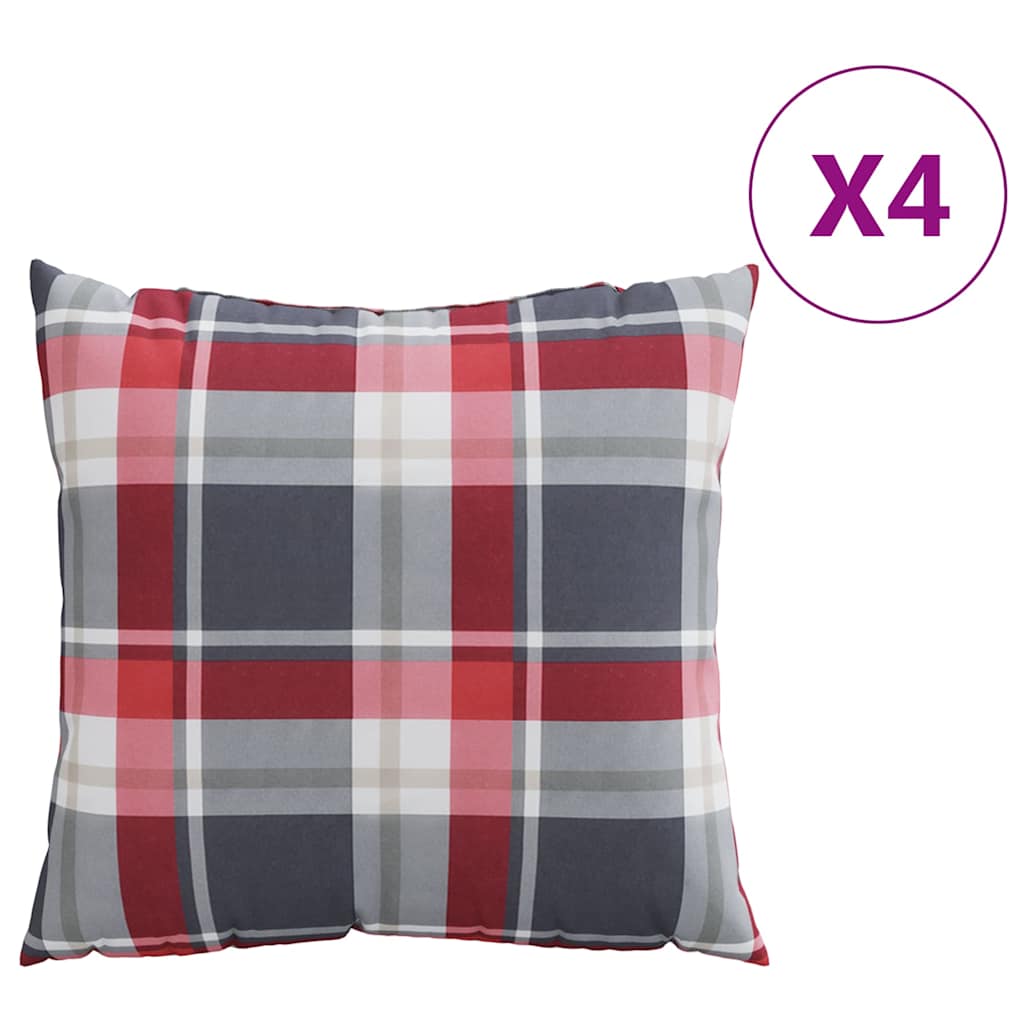 Cuscini per divano 4 pz Rossi a Quadri 60x60 cm in Tessuto | homemem39