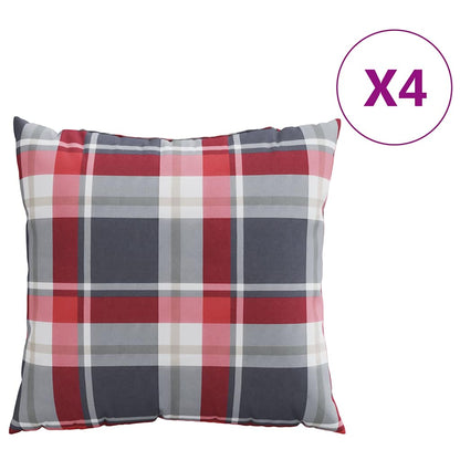 Cuscini per divano 4 pz Rossi a Quadri 60x60 cm in Tessuto | homemem39