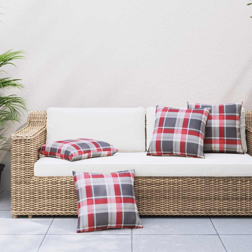 Cuscini per divano 4 pz Rossi a Quadri 60x60 cm in Tessuto | homemem39