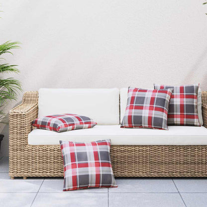 Cuscini per divano 4 pz Rossi a Quadri 60x60 cm in Tessuto | homemem39