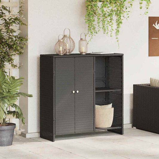 Armadio con archiviazione Nero 100 x 36 x 102 cm Rattan