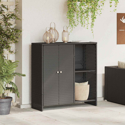Armadio con lo scaffale con porta Nero 100 x 36 x 102 cm Rattan
