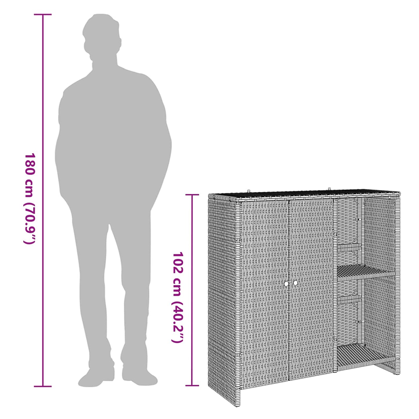Armadio con lo scaffale Marrone 100 x 36 x 102 cm Rattan