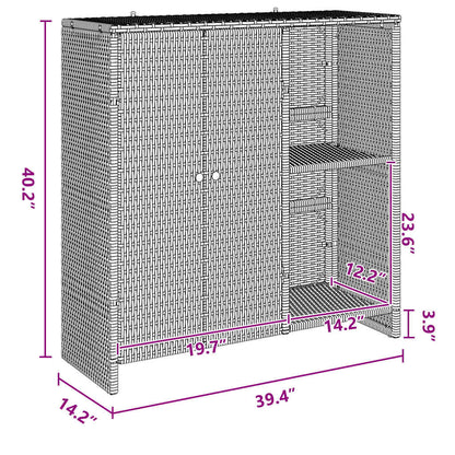 Armadio con archiviazione Grigio 100 x 36 x 102 cm Rattan