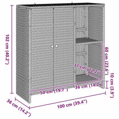 Armadio con lo scaffale Grigio 100 x 36 x 102 cm Rattan