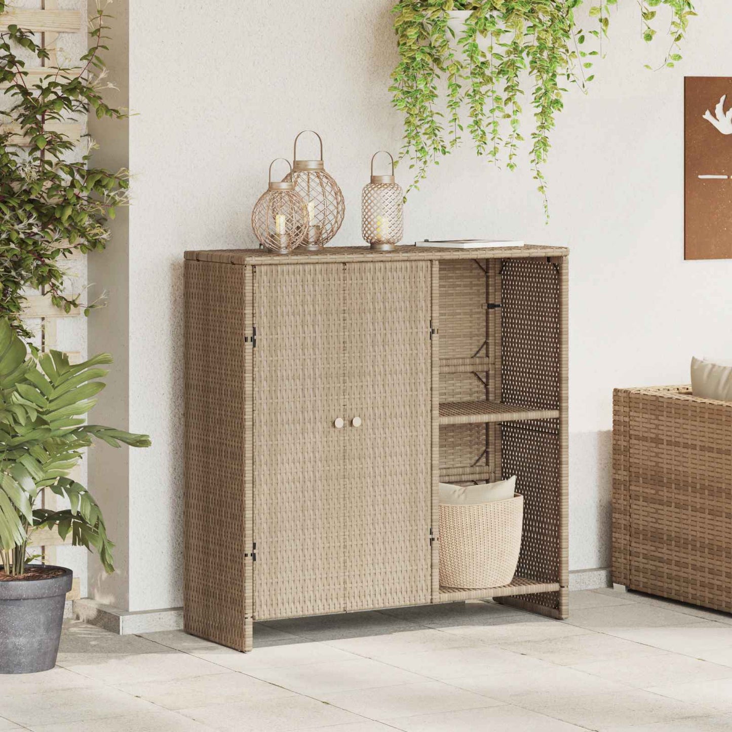Armadio con lo scaffale Beige 100 x 36 x 102 cm Rattan