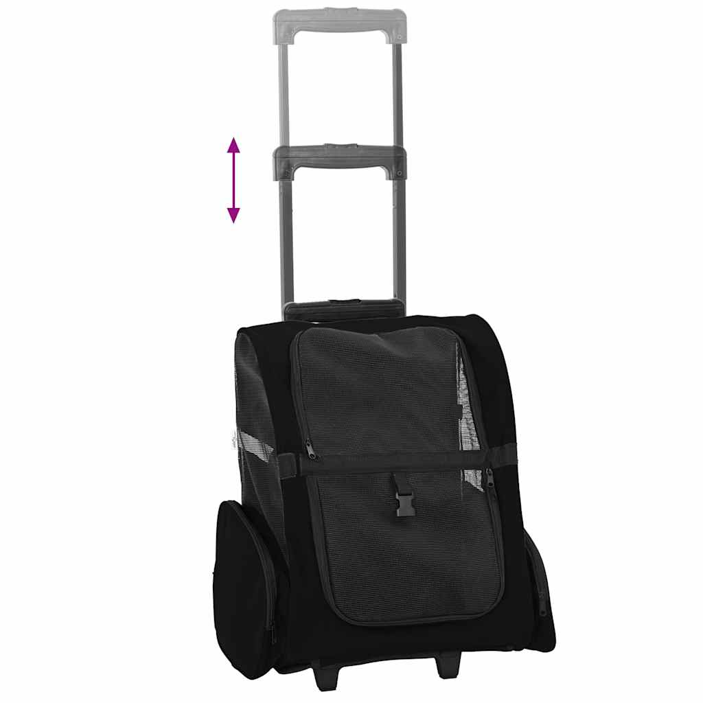 Carrello per Animali 3 in 1 Design Nero 48x32x57 cm Tessuto Oxford - homemem39