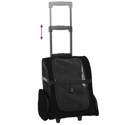 Carrello per Animali 3 in 1 Design Nero 48x32x57 cm Tessuto Oxford - homemem39