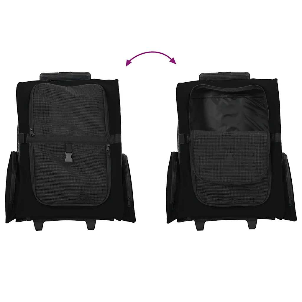 Carrello per Animali 3 in 1 Design Nero 48x32x57 cm Tessuto Oxford - homemem39