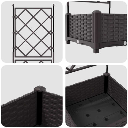 Vaso da Giardino con Trellis Marrone 40 x 40 x 125.5 cm PP