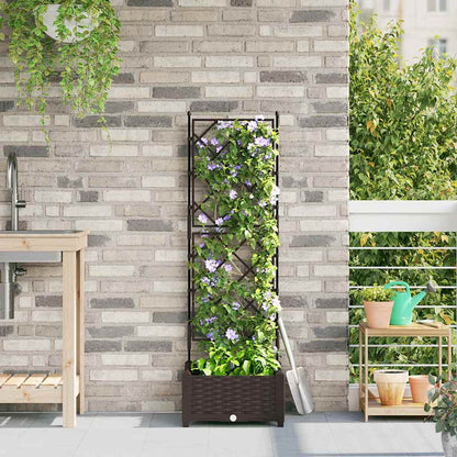 Vaso da Giardino con Trellis Marrone 40 x 40 x 125.5 cm PP