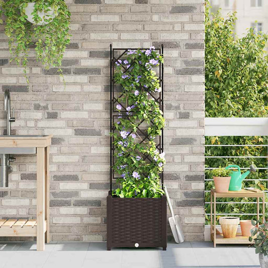 Vaso da Giardino con Trellis Marrone 40 x 40 x 143 cm PP