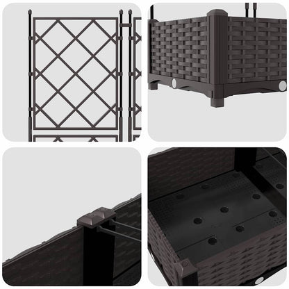 Vaso da Giardino con Trellis Marrone 80 x 40 x 125.5 cm PP