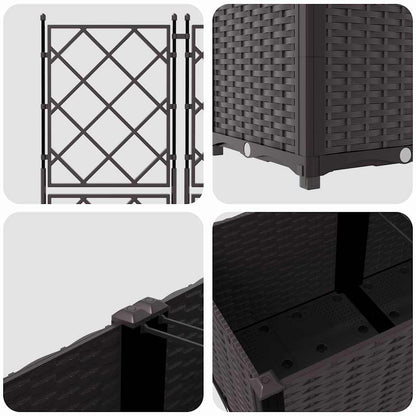 Vaso da Giardino con Trellis 2 pcs Marrone 80 x 40 x 143 cm PP