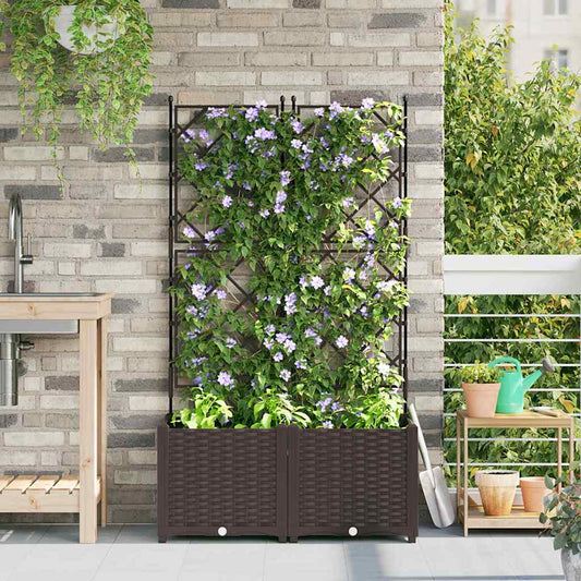 Vaso da Giardino con Trellis 2 pcs Marrone 80 x 40 x 143 cm PP
