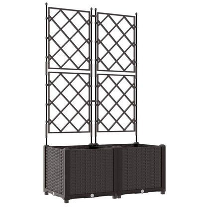 Vaso da Giardino con Trellis 2 pcs Marrone 80 x 40 x 143 cm PP