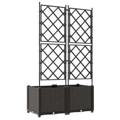 Vaso da Giardino con Trellis 2 pcs Marrone 80 x 40 x 143 cm PP
