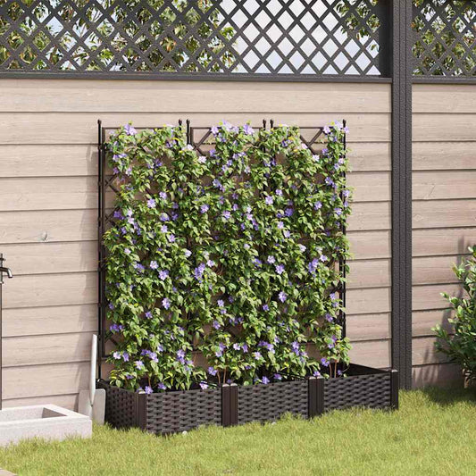 Vaso da Giardino con Trellis 3 pcs Marrone 120 x 40 x 125.5 cm