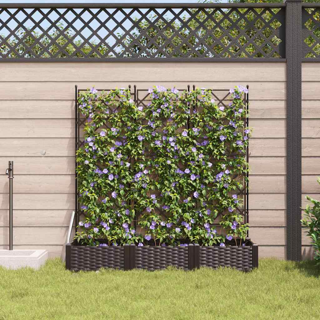 Vaso da Giardino con Trellis 3 pcs Marrone 120 x 40 x 125.5 cm