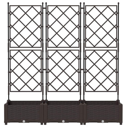 Vaso da Giardino con Trellis 3 pcs Marrone 120 x 40 x 125.5 cm