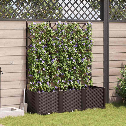 Vaso da Giardino con Trellis 3 pcs Marrone 120 x 40 x 143 cm PP