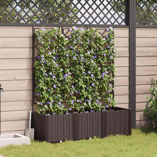 Vaso da Giardino con Trellis 3 pcs Marrone 120 x 40 x 143 cm PP