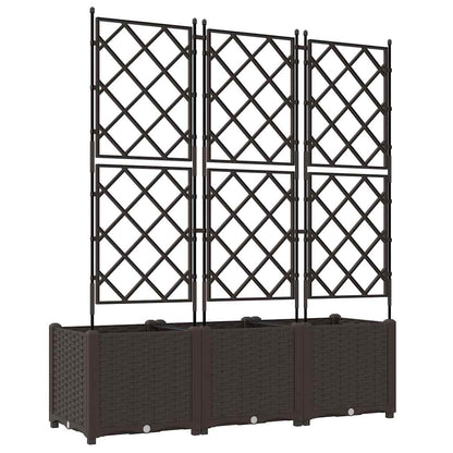 Vaso da Giardino con Trellis 3 pcs Marrone 120 x 40 x 143 cm PP