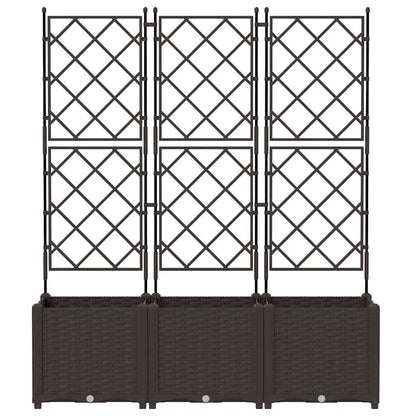 Vaso da Giardino con Trellis 3 pcs Marrone 120 x 40 x 143 cm PP