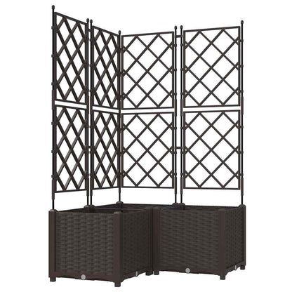 Vaso da Giardino con Trellis 3 pcs Marrone 80 x 80 x 143 cm PP