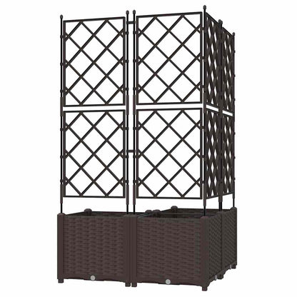 Vaso da Giardino con Trellis 3 pcs Marrone 80 x 80 x 143 cm PP