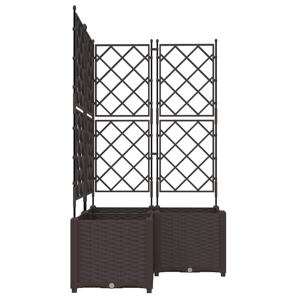 Vaso da Giardino con Trellis 3 pcs Marrone 80 x 80 x 143 cm PP