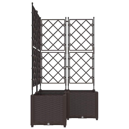 Vaso da Giardino con Trellis 3 pcs Marrone 80 x 80 x 143 cm PP