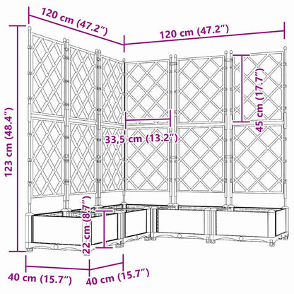 Vaso da Giardino con Trellis 5 pcs Marrone 120 x 120 x 125.5 cm
