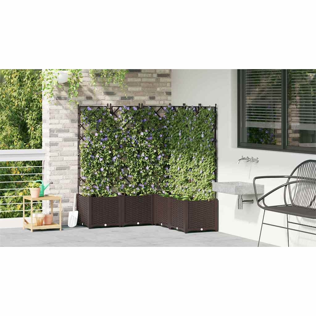 Vaso da Giardino con Trellis 5 pcs Marrone 120 x 120 x 143 cm