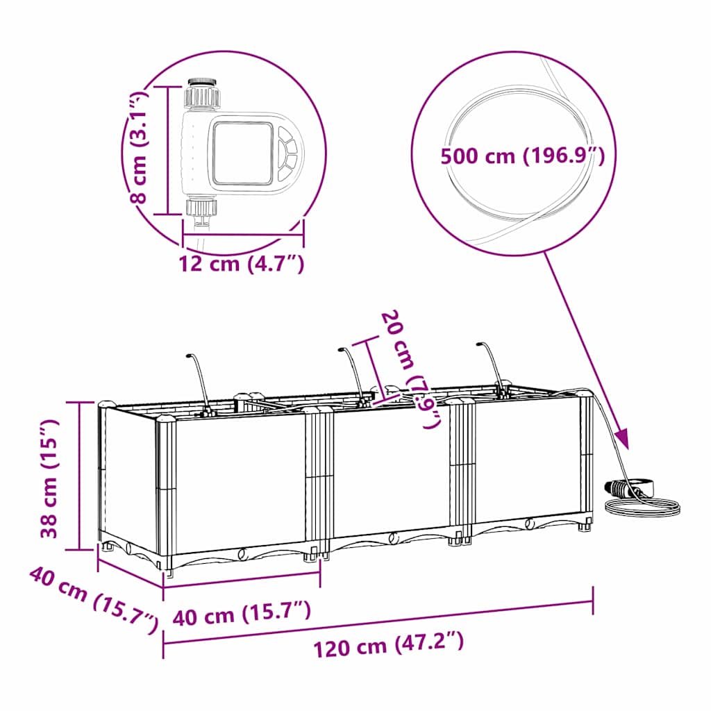 Vasi da giardino Marrone 120 x 40 x 37.5 cm Acciaio - homemem39