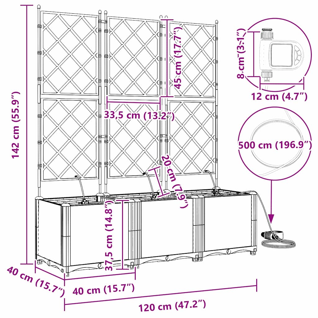 Vasi da giardino Marrone 120 x 40 x 142 cm Acciaio - homemem39