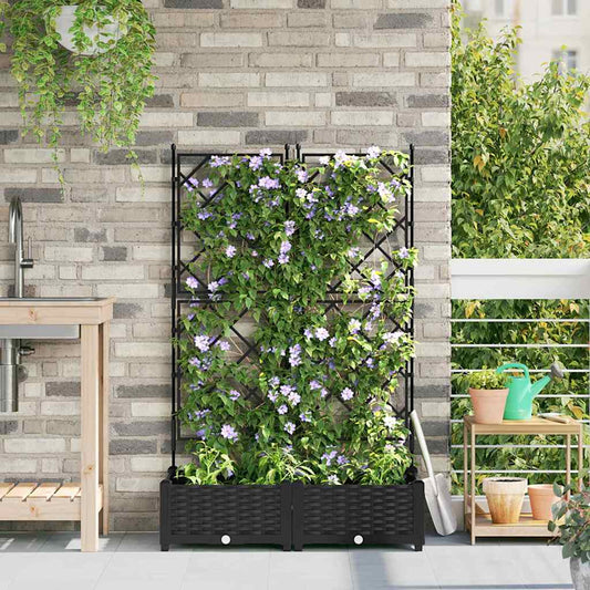 Vaso da Giardino con Trellis Nero 80 x 40 x 125.5 cm PP