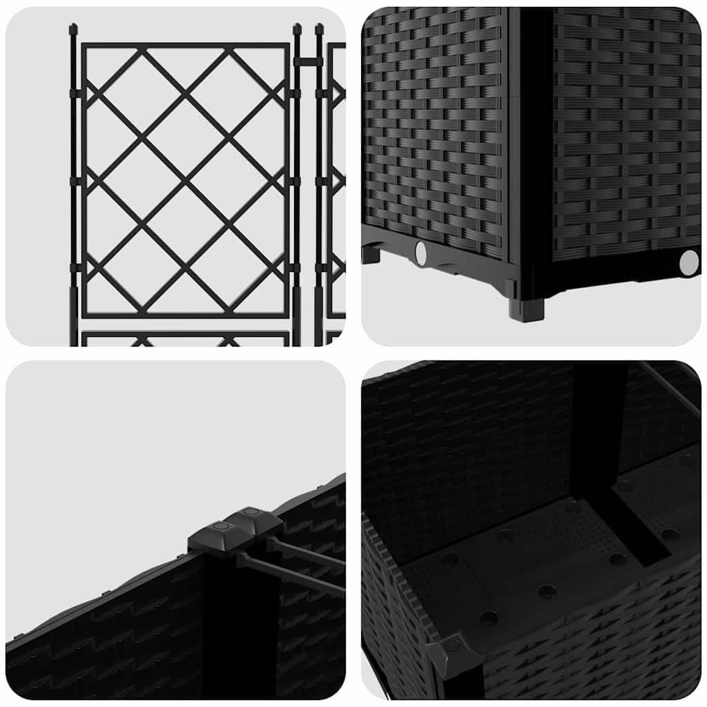 Vaso da Giardino con Trellis 2 pcs Nero 80 x 40 x 143 cm PP