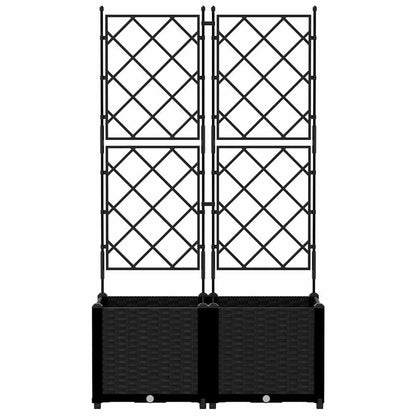 Vaso da Giardino con Trellis 2 pcs Nero 80 x 40 x 143 cm PP