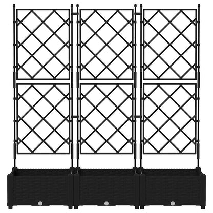 Vaso da Giardino con Trellis 3 pcs Nero 120 x 40 x 125.5 cm PP