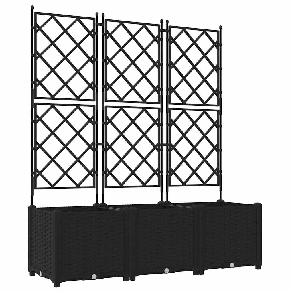 Vaso da Giardino con Trellis 3 pcs Nero 120 x 40 x 143 cm PP