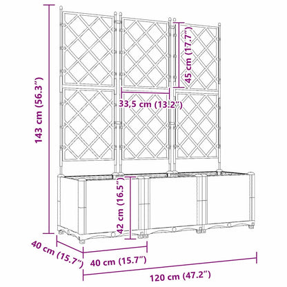 Vaso da Giardino con Trellis 3 pcs Nero 120 x 40 x 143 cm PP