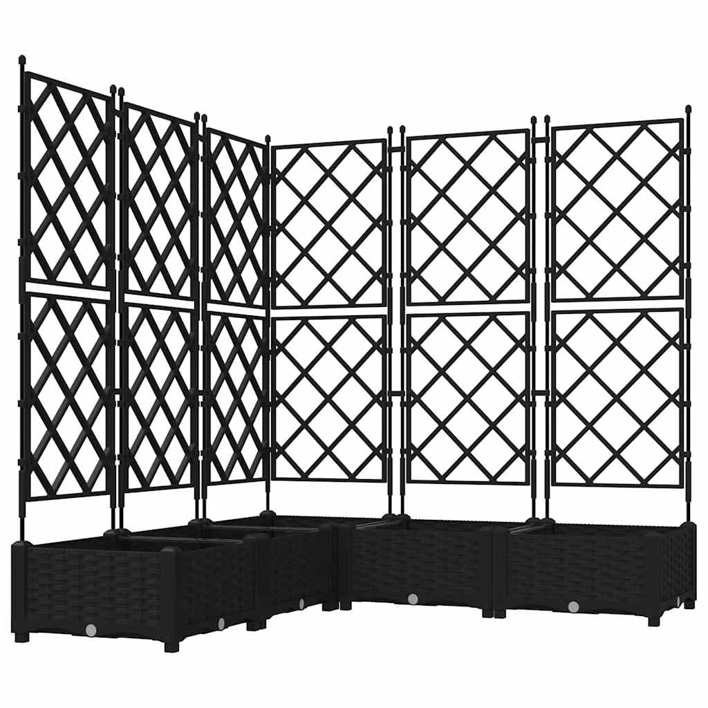 Vaso da Giardino con Trellis 5 pcs Nero 120 x 120 x 125.5 cm PP