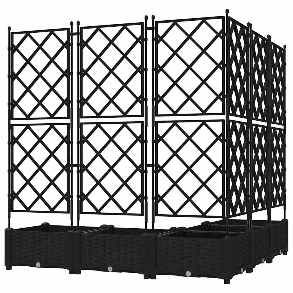 Vaso da Giardino con Trellis 5 pcs Nero 120 x 120 x 125.5 cm PP