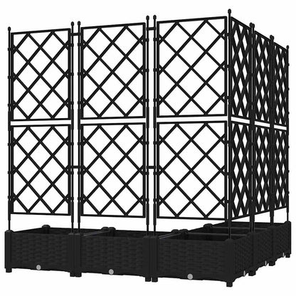 Vaso da Giardino con Trellis 5 pcs Nero 120 x 120 x 125.5 cm PP