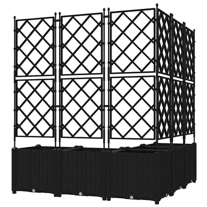 Vaso da Giardino con Trellis 5 pcs Nero 120 x 120 x 143 cm PP