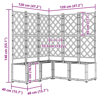 Vaso da Giardino con Trellis 5 pcs Nero 120 x 120 x 143 cm PP